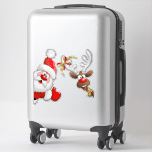 Sticker Père Noël et Reindeer Joyeux Noël Joyeux dessin an