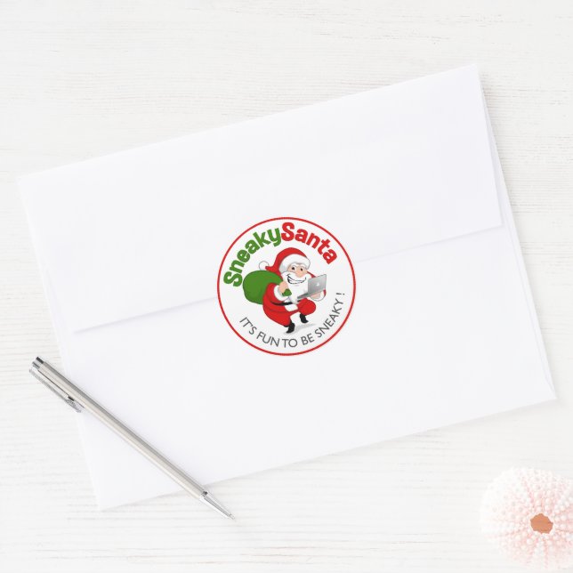 Sticker Père Noël rond classique (Enveloppe)