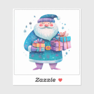 Sticker Père Noël Vibrant Avec Des Cadeaux Colorés