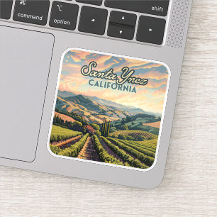 Sticker Père Noël Ynez California Vineyard Winery Retro