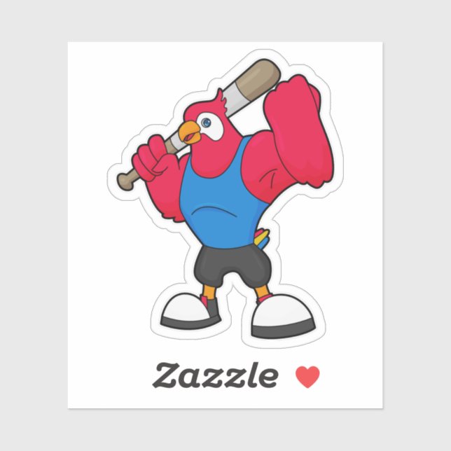 Sticker Perroquet au baseball avec batte de baseball (Feuille)