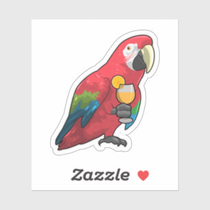 Sticker Perroquet au verre de jus d'orange
