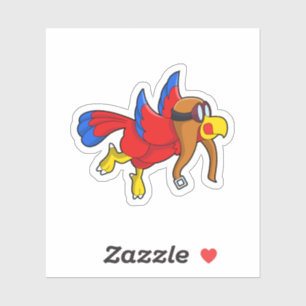 Sticker Perroquet au vol en tant que pilote