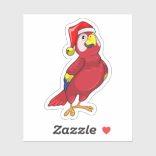 Sticker Perroquet avec chapeau de Père Noël