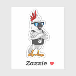 Sticker Perroquet en tant que musicien avec lunettes de so