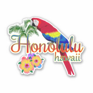 Sticker Perroquet tropical Honolulu Hawaii
