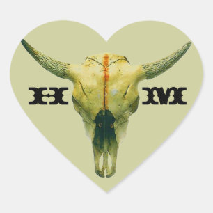 Sticker Personalize Ranch Range Cow Skull Monogram