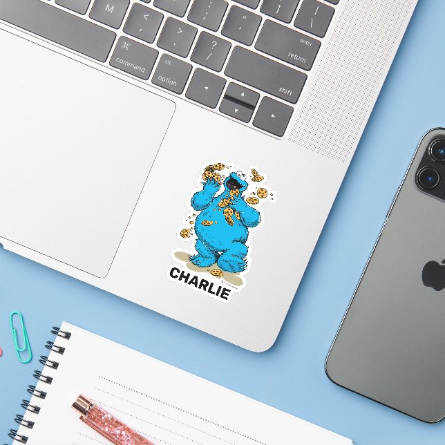 Sticker Personalized Cookie Monster Crazy Cookies (Ordinateur portable avec iPhone)