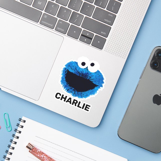 Sticker Personalized Cookie Monster | Watercolor (Ordinateur portable avec iPhone)