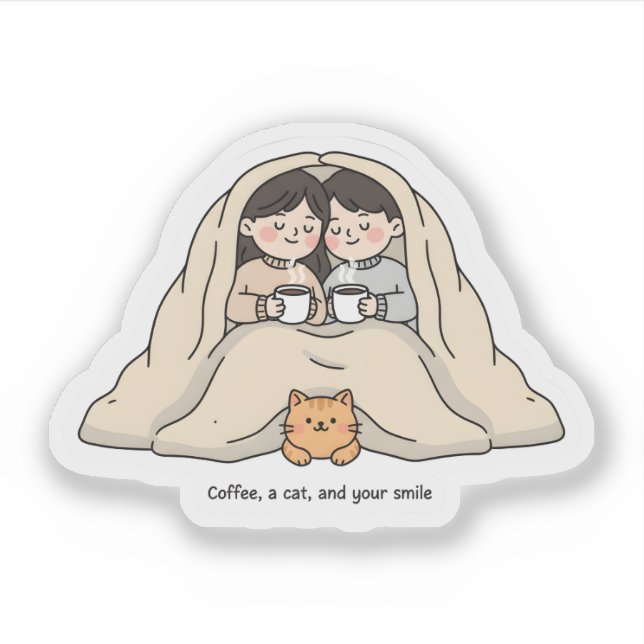 Sticker Personalized Couple & Cat Lovers Cozy Collection  (Devant)