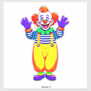 Sticker Personnage de clown coloré en costume brillant