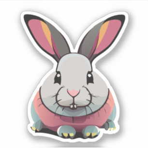 Sticker Personnage de dessin animé lapin mignon