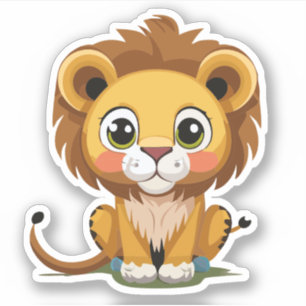 Sticker Personnage de lion mignon de dessin animé
