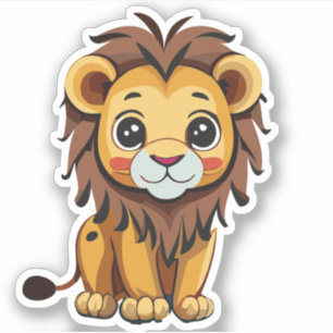 Sticker Personnage de lion mignon de dessin animé