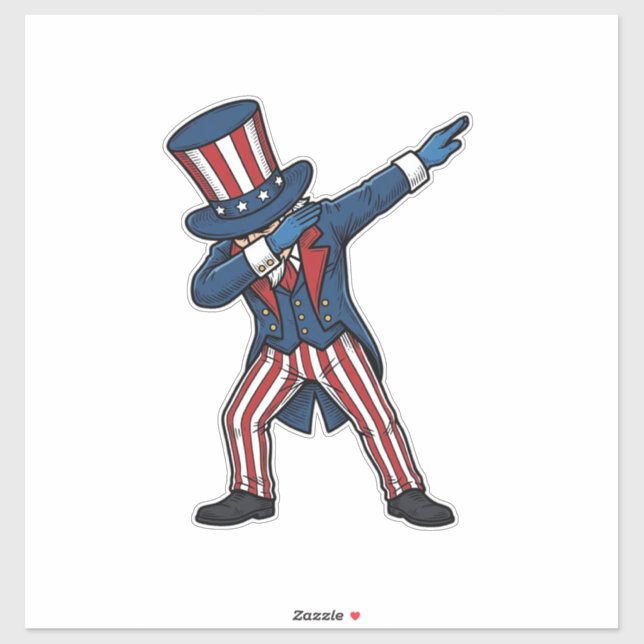 Sticker Personnage patriotique Dabbing Design vectoriel vi (Feuille)