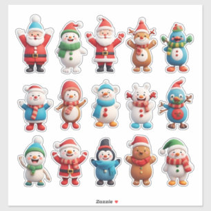 Sticker Personnages de Noël Joyeux