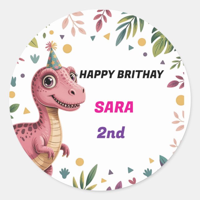 Sticker personnalisable Dinosaur Party Fun Persona (Devant)