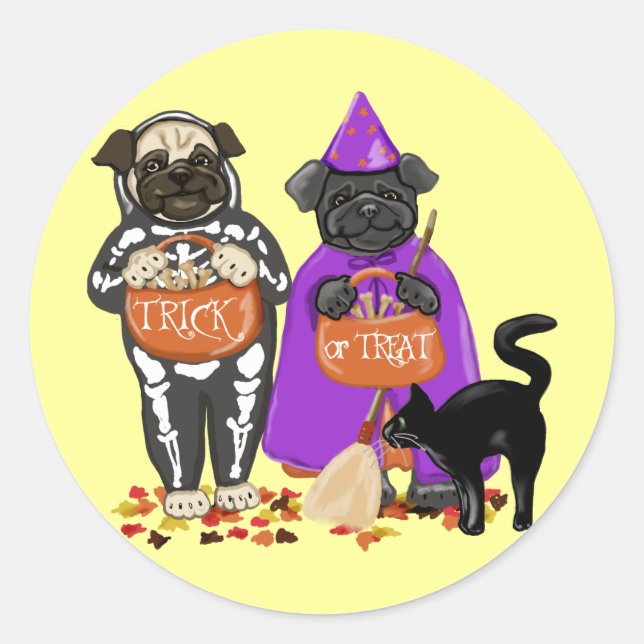 Sticker personnalisable pour les Carlins Halloween (Devant)