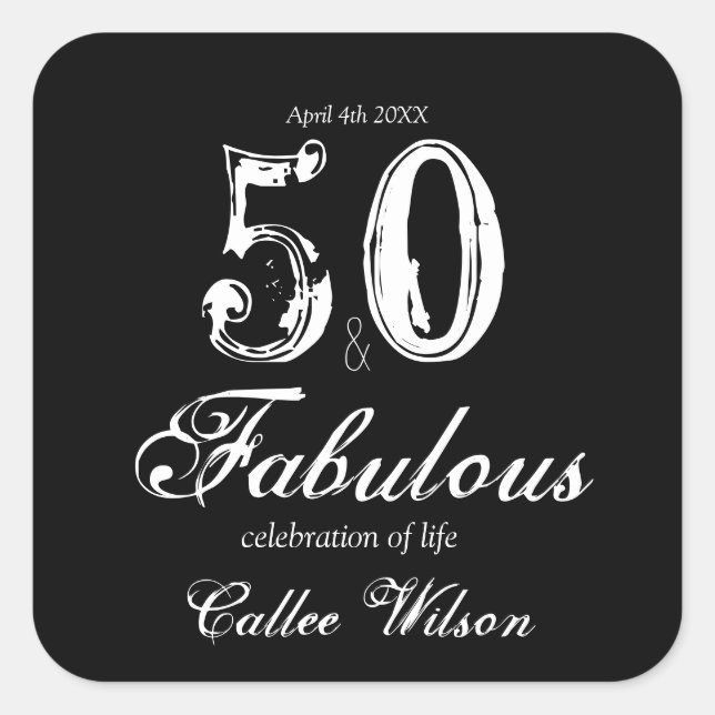 Sticker personnalisable Vintage 50e anniversaire (Devant)