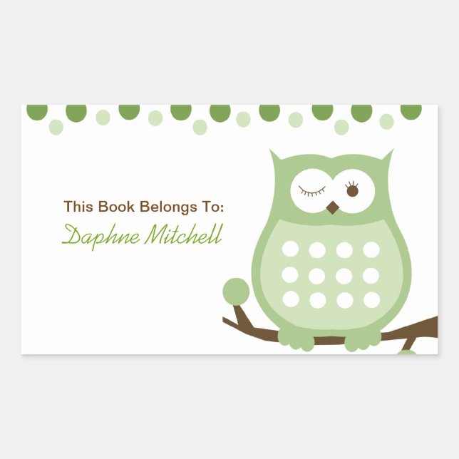 Sticker personnalisé en plaque de livre pour hibou (Devant)
