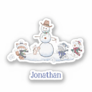 Sticker Personnalisé Hiver Snowball Combattre les animaux