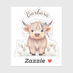 Sticker Personnalisé Prénom mignon Moderne Boho Highland C