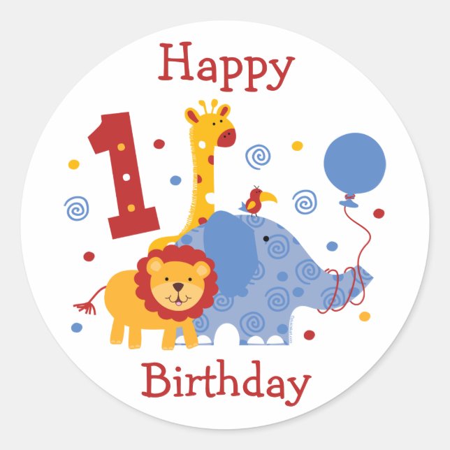 Sticker personnalisé Safari 1er anniversaire (Devant)