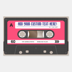 Sticker personnalisé sur bande de cassette rose 80