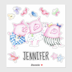 Sticker Personnalisé Trois Petits Cochons