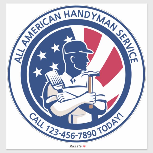 Sticker Personnaliser American Patriotic Handyman Camion V (Feuille)