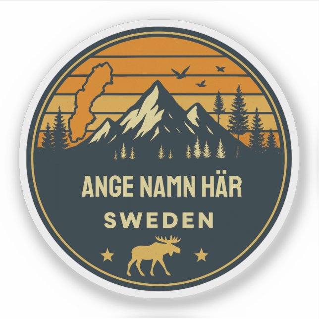 Sticker Personnaliser la décoration Sverige runt design (Devant)