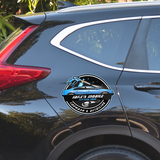 Sticker Personnaliser Lave-auto mobile Détail Blue Busines (Coté voiture)