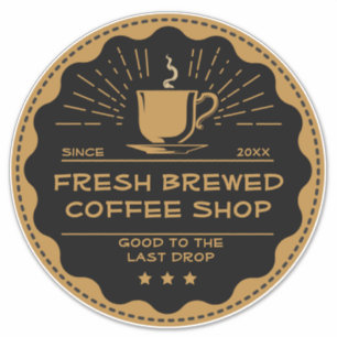 Sticker Personnaliser Rustic Coffee Shop Cup Business Fron
