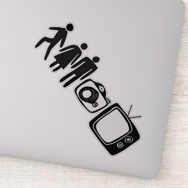 STICKER PERSONNE FEMME HOMME CAMERA TV (Détail)
