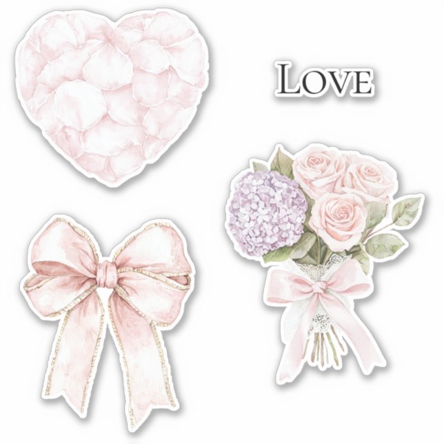 Sticker Pétales rose rose pâle Coeur (Devant)