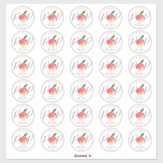 Sticker Petit Baby shower de Pêche Douce 2" rond (Feuille)