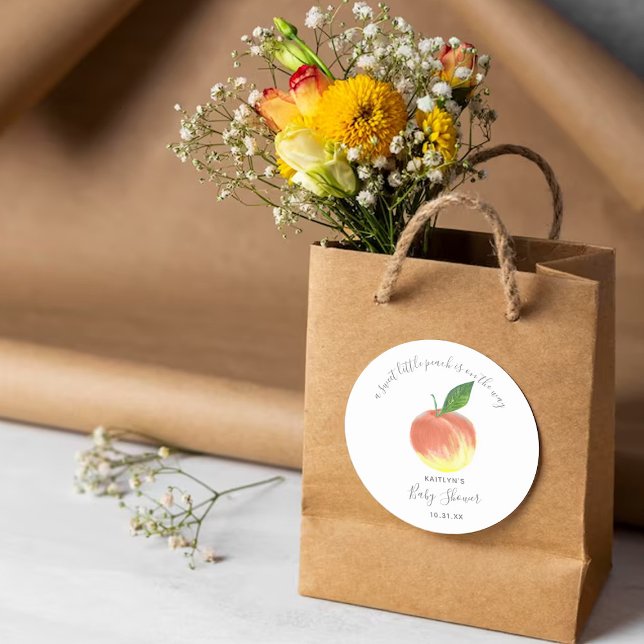 Sticker Petit Baby shower de Pêche Douce 2" rond (Créateur téléchargé)