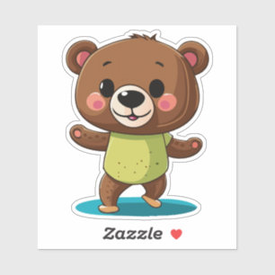 Sticker Petit Bébé Mignonne Ours Dansant Avec Un Sourire