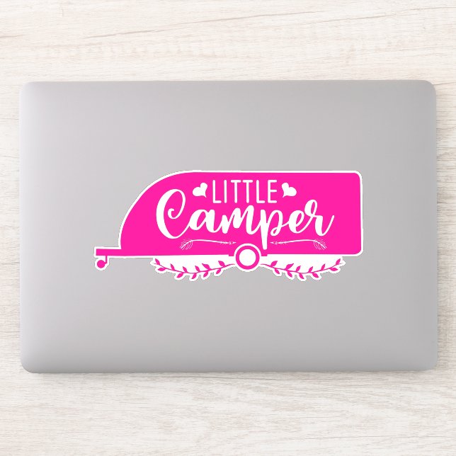 Sticker Petit Camper Cute Girly Pink Camping Trailer (Ordinateur)