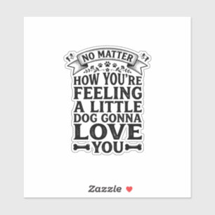 Sticker Petit Chien Amour Toi Typographie Vintage Design_1