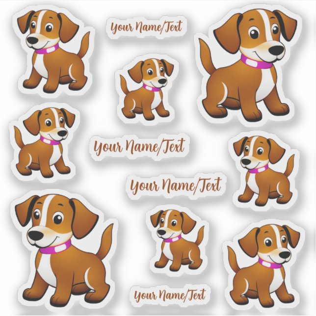Sticker Petit chien brun, debout. (Devant)