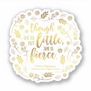 Sticker Petit mais féroce William Shakespeare d'or floral
