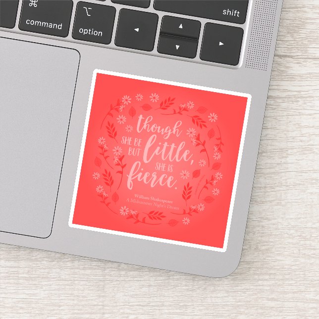 Sticker Petit Mais Fierce William Shakespeare Rouge Floral (Détail)