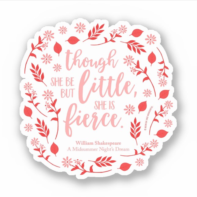 Sticker Petit Mais Fierce William Shakespeare Rouge Floral (Devant)