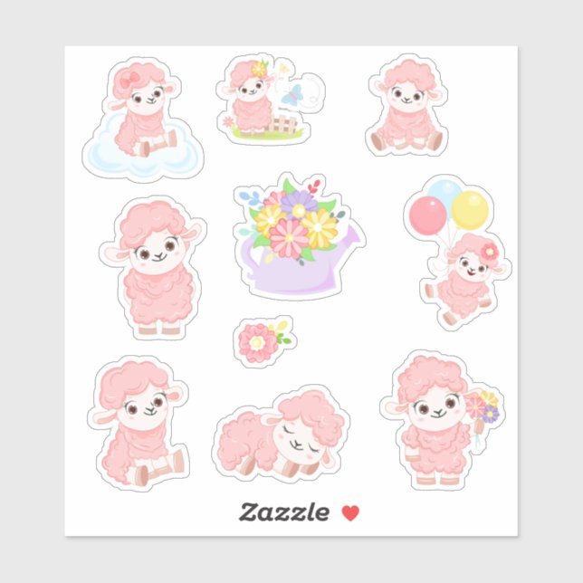 Sticker Petit mouton de printemps (Feuille)