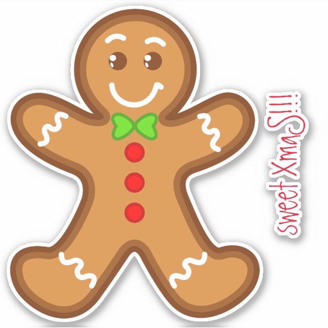 Sticker petit pain d'épices XmaS doux homme Texte personna (Devant)