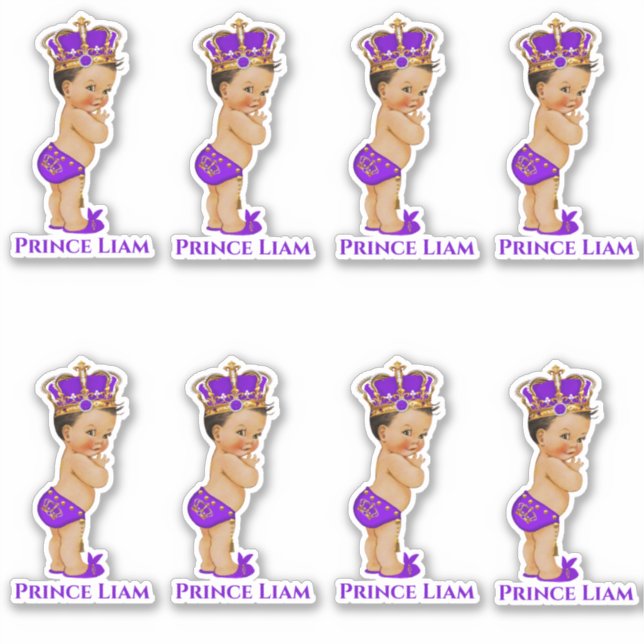 Sticker Petit Prince Bébé Garçon Purple Gold Couronne (Devant)