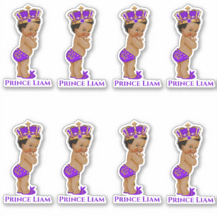 Sticker Petit Prince Bébé Garçon Purple Gold Couronne