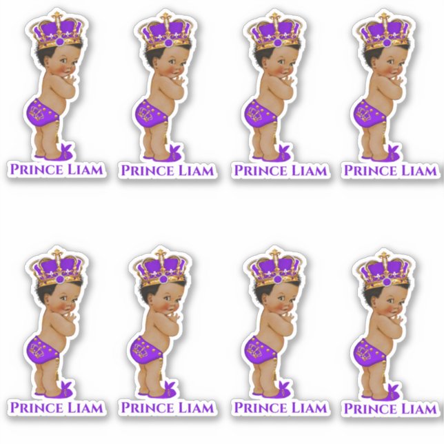 Sticker Petit Prince Bébé Garçon Purple Gold Couronne (Devant)