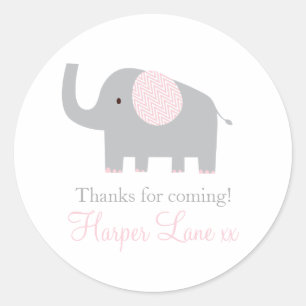 Sticker petit rose et gris éléphant Étiquettes